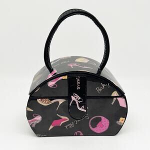 New Fashion Inspired Mini Travel Vinyl Jewelry Box Case Black and Pink